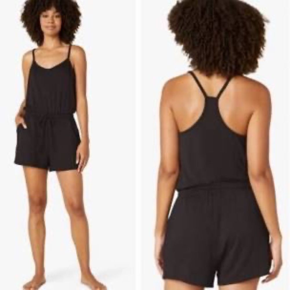 Beyond Yoga Women's Seaside Black Racerback Romper Sz S
